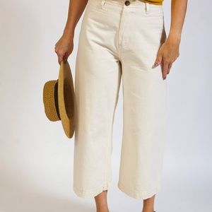 Wide Leg Crop Pants in Ivory